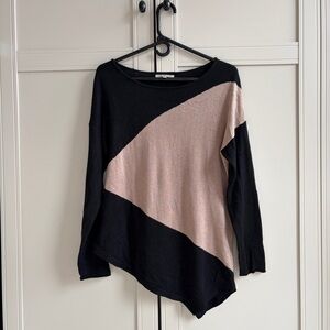 Black and Beige Asymmetrical Sweater